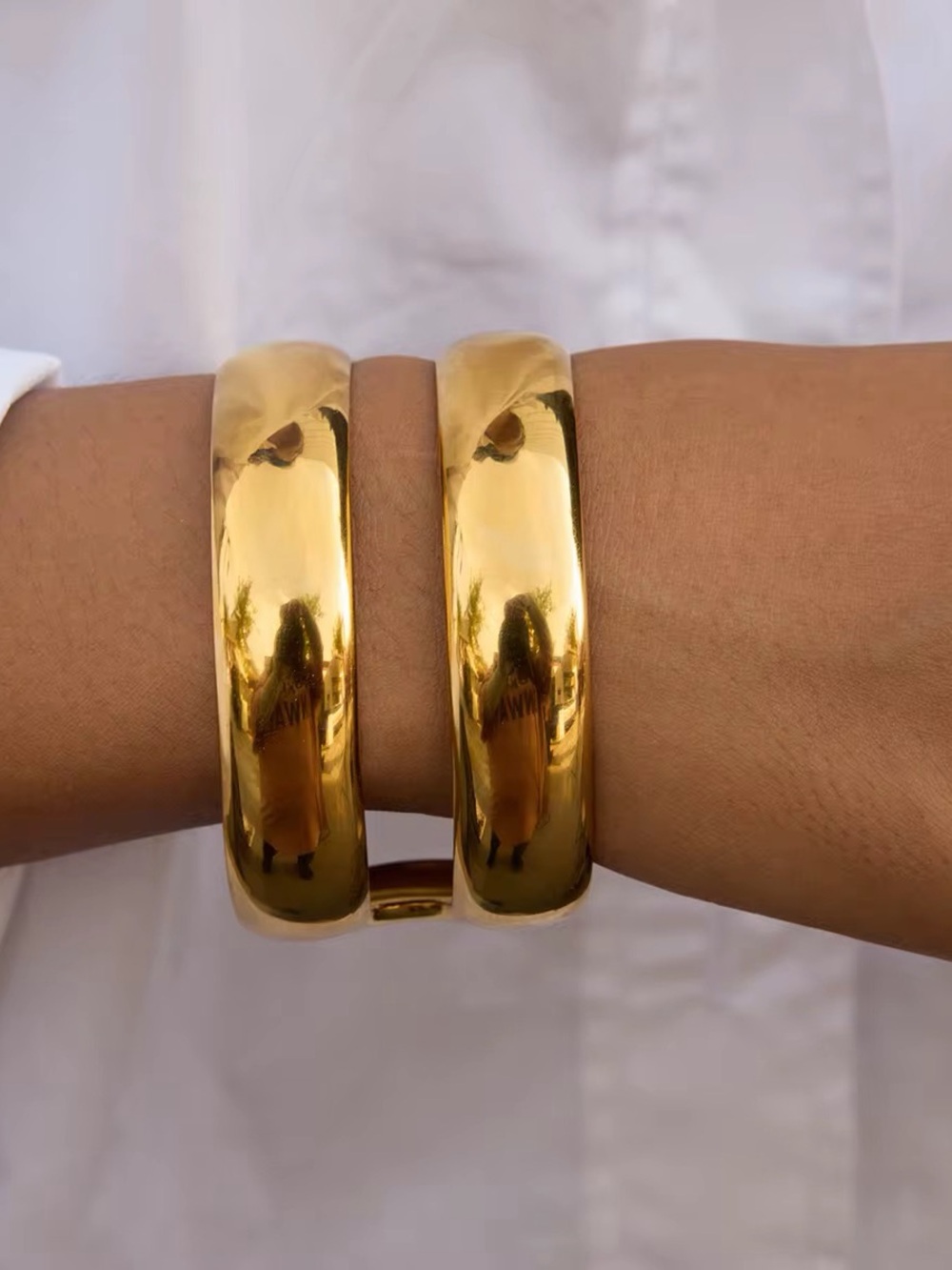 18K Gold Plated Adjustable Chunky Cuff Bracelet
